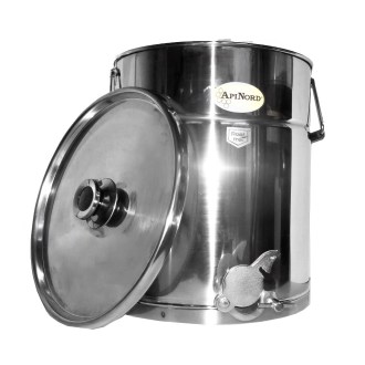 Abfüllkübel 35 kg aus Edelstahl-Ausgießer